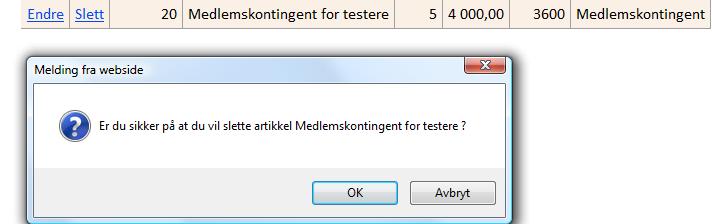 5.3 Slette artikkel Dersom du har lagt inn en artikkel, og ønsker å slette den går du inn på artikkellisten, fra