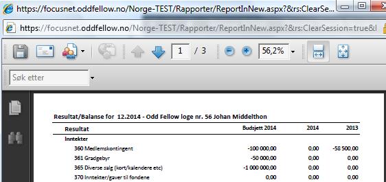 rapporten budsjettallene ut.