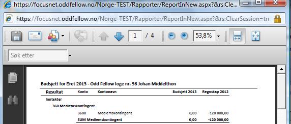 6.4 Spesifisert utskrift av budsjett får du en spesifisert utskrift av budsjettet