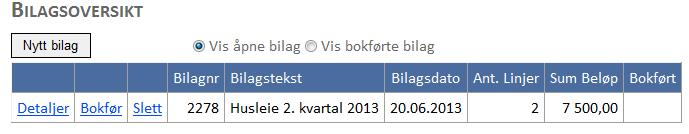 Det fremkommer nå slik i Bilagsoversikt (altså med 0 som Totalsum), og