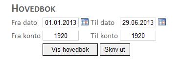 Her er et eksempel på Hovedbok, for kto 1920, og ++++++ for øvrige bilag får du +++ for resten Diverse opplysninger som fremmøteprosent, årlig husleie, medlemskontingent pr år, disponibel kapital og