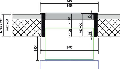 Monteringsanvisning Oppstilling CS 6is-D, CS 8is-D, CS 0is og CS is, buet høyrekanal lang Værbeskyttelse eller regnbeskyttelsesgitter monteres fra