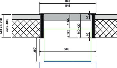 Monteringsanvisning Oppstilling CS 6is-D, CS 8is-D, CS 0is og CS is, buet høyrekanal kort Værbeskyttelse eller regnbeskyttelsesgitter monteres fra