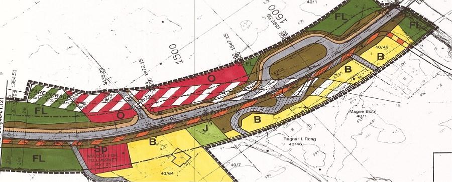 Utsnitt av reguleringsplan for 300 kv kabel.