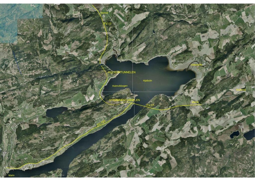 2 Om analyseobjektet 2.1 BESKRIVELSE AV ANALYSEOMRÅDET Statens vegvesen har utarbeidet forslag til detaljreguleringsplan for fv. 17 /720 Østvik- Sprova- Malm i Verran og Steinkjer kommuner.