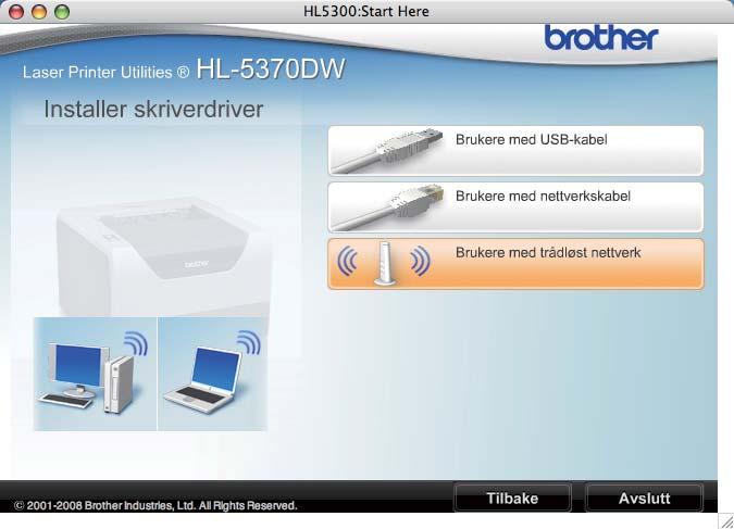 b Sett CD-ROM-en som fulgte med inn i CD-ROM-stasjonen. Dobbeltklikk på HL5300-ikonet på skrivebordet.