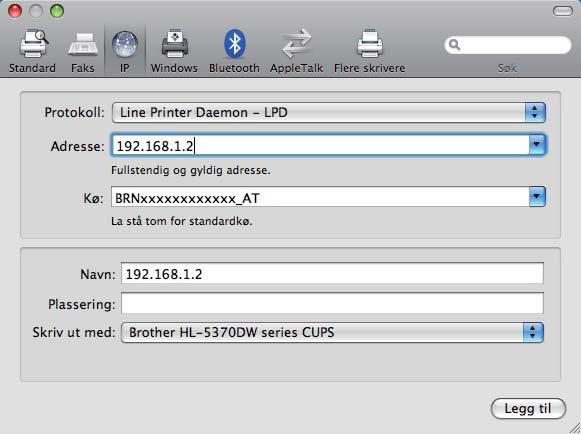Nettverksutskrift fra Macintosh ved å bruke BR-Script 3-driveren For Mac OS X 10.5.x 13 a Slå på Macintosh-maskinen din. b Velg Systemvalg fra Apple-menyen. c Velg Utskrift og faks.