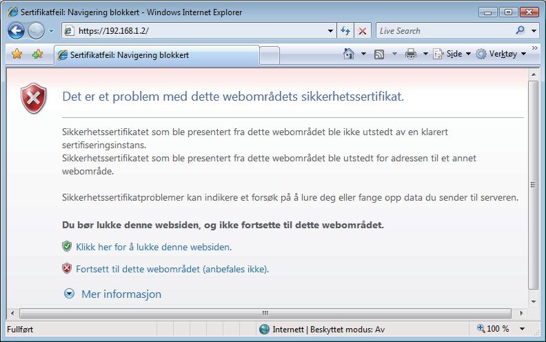 Sikkerhetsfunksjoner d Skriv inn https://skriverens IP-adresse/ i nettleseren din for å få