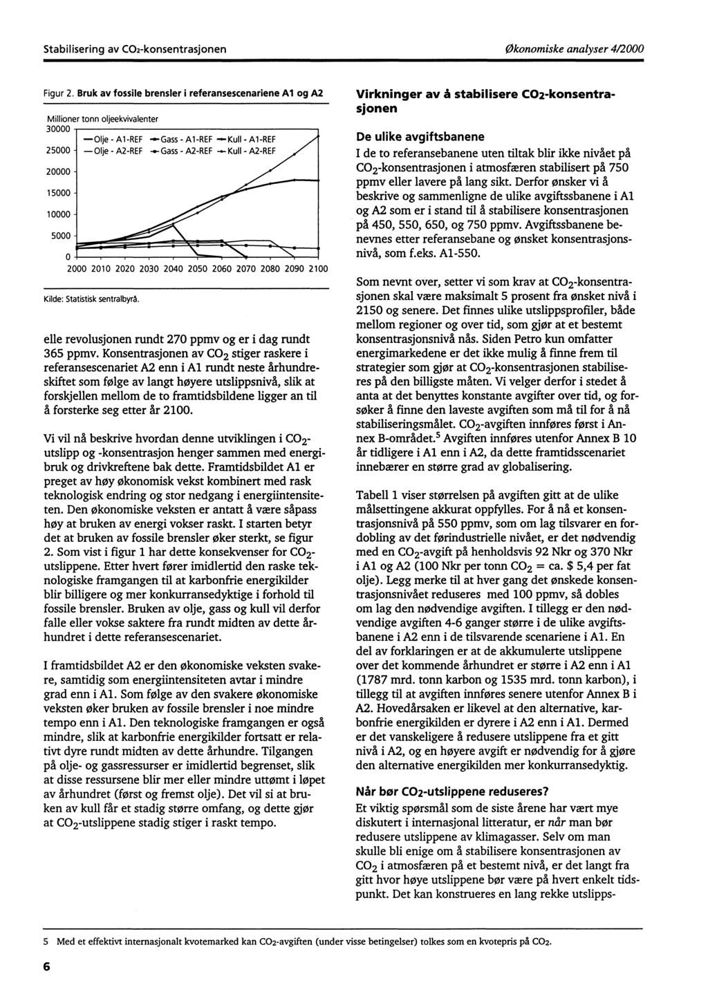 Stabilisering av CO2-konsentrasjonen Økonomiske analyser 4/2000 Figur 2.