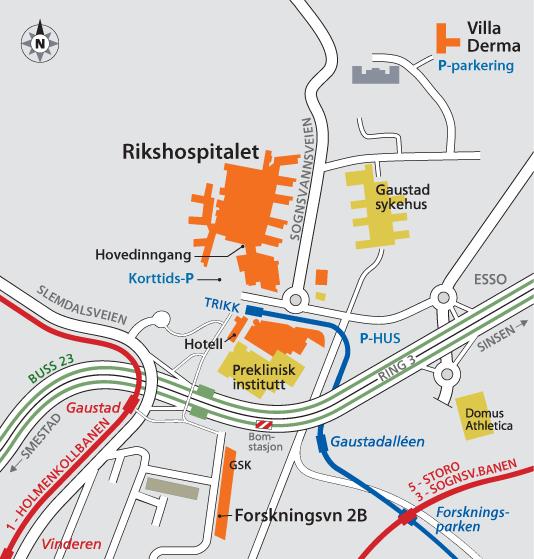 12. Kartskisser O Gaustad, Rikshospitalet Med bil