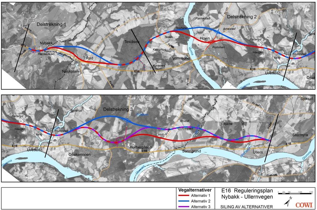 5 VURDERTE ALTERNATIV OG SILING AV ALTERNATIVER 5.1 Innledning I forslag til planprogram var det flere alternativer til trasé for ny E16. Disse alternativene er vurdert i en egen silingsrapport.