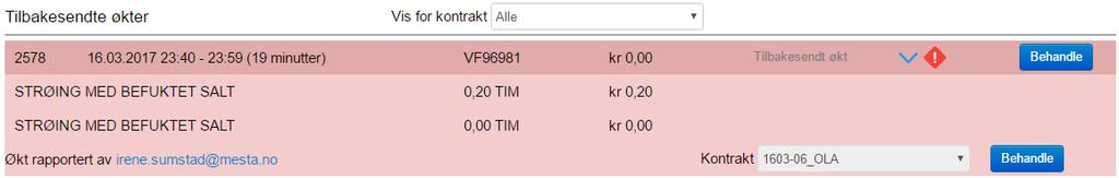 Trykk på «behandle» og alle detaljer for økten kommer opp.