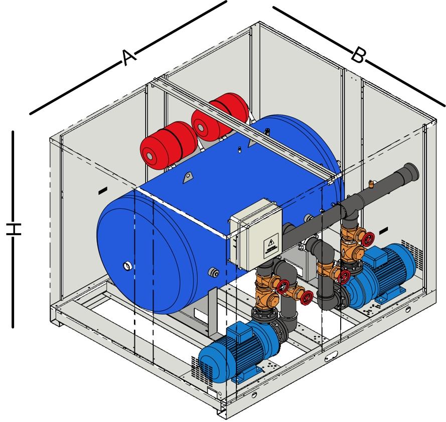 Kabinett H Høyde A Bredde B Dybde Vekt kg 1 pumpe Vekt kg 2 pumper 300/500 liter 1265 1504 1120 186-191 216 253 750/1000 liter