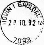 8 Type: I24N Utsendt HOVIN I GAULDAL 3 Innsendt 7093 Registrert brukt 14.06.96 TK Stempel nr.