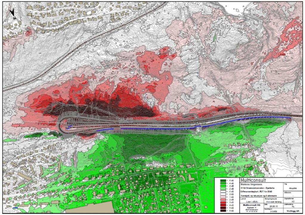 Støy - Bjørkelia Det bygges ny støyskjerm på nordsiden av E134 Denne gir noe redusert