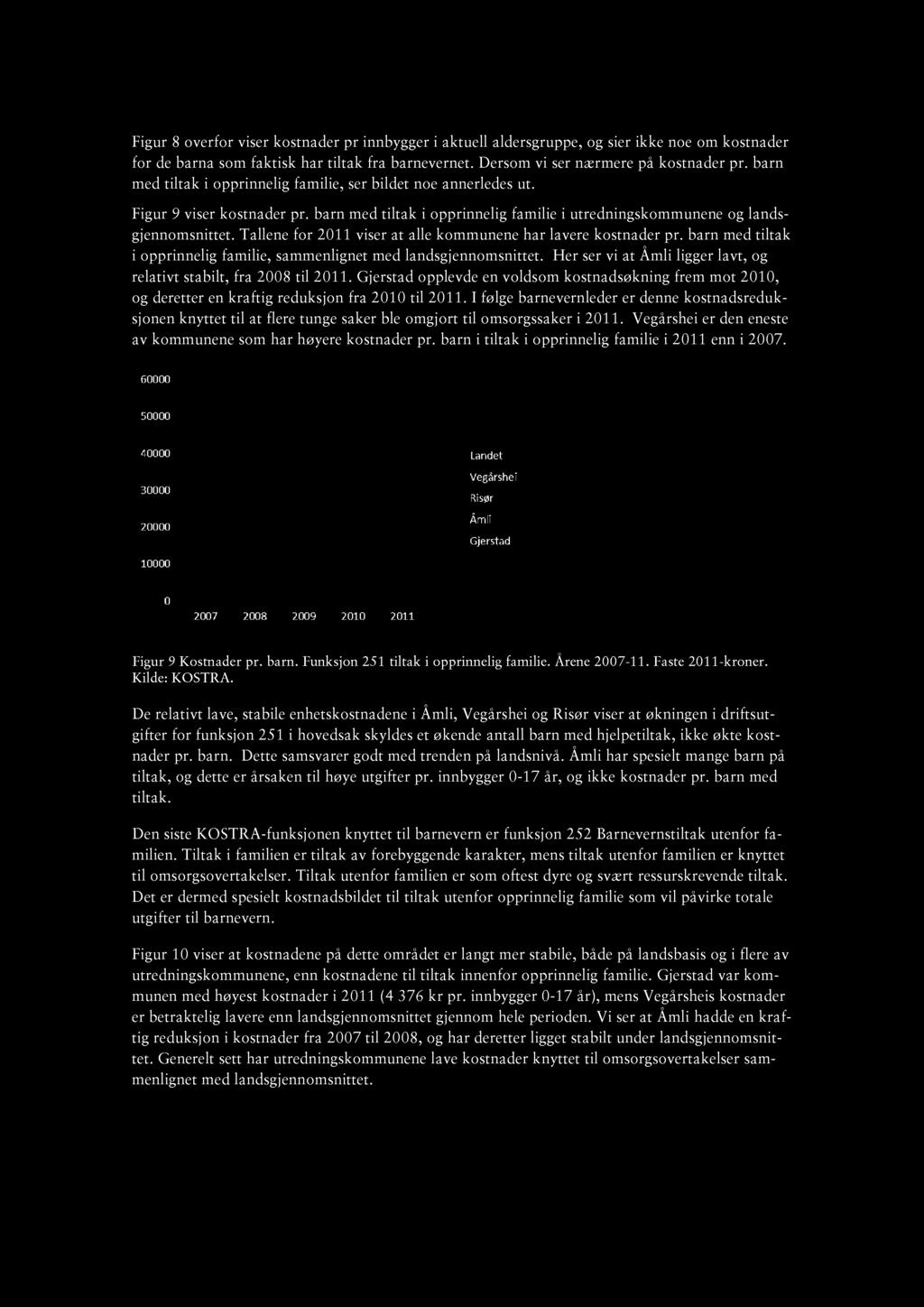 Figur 8 overfor viser kostnader pr innbygger i aktuell aldersgruppe, og sier ikke noe om kostnader for de barna som faktisk har tiltak fra barnevernet. Dersom vi ser nærmere på kostnader pr.