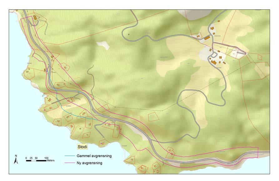 3. Stodi Reguleringsplanen for parsellen Stodi, lengst øst langs Seljordsvannet viser at det kan bli aktuelt å fylle ut stein i vannet i et mindre parti langs eksisterende veiskjæring (fig 13 og 14).