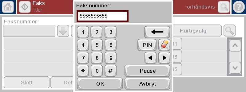 5. Bruk tastaturet til å angi et telefonnummer, og velg deretter