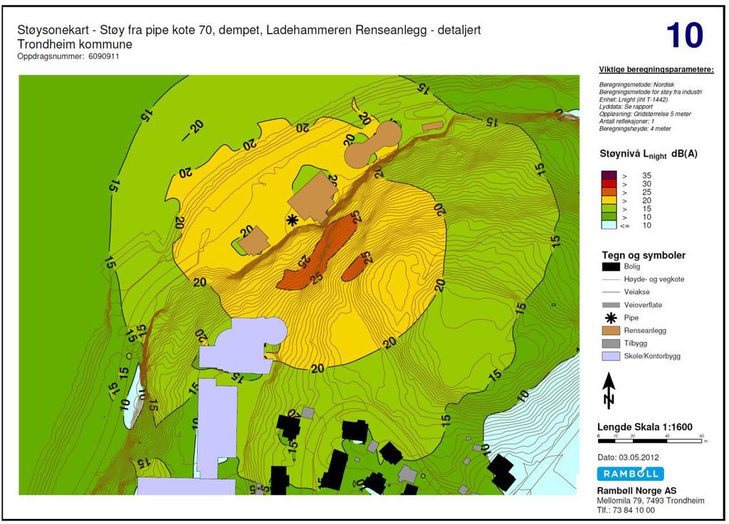 Side 15 35 dba er benyttet som grenseverdi. I følge retningslinjer angitt i NS 8175 er dette grenseverdiene for lydnivå på uteareal og utenfor vinduer fra teknisk installasjon i annen bygning.