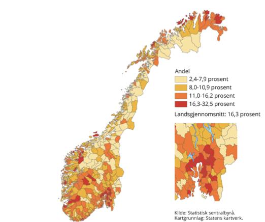 Fig. 1.0 Fordeling av etnisk minoriteter på landsbasis.