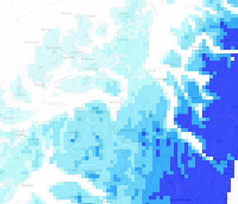 2 Snøforhold Nedenfor illustreres snødybder i beiteområdet