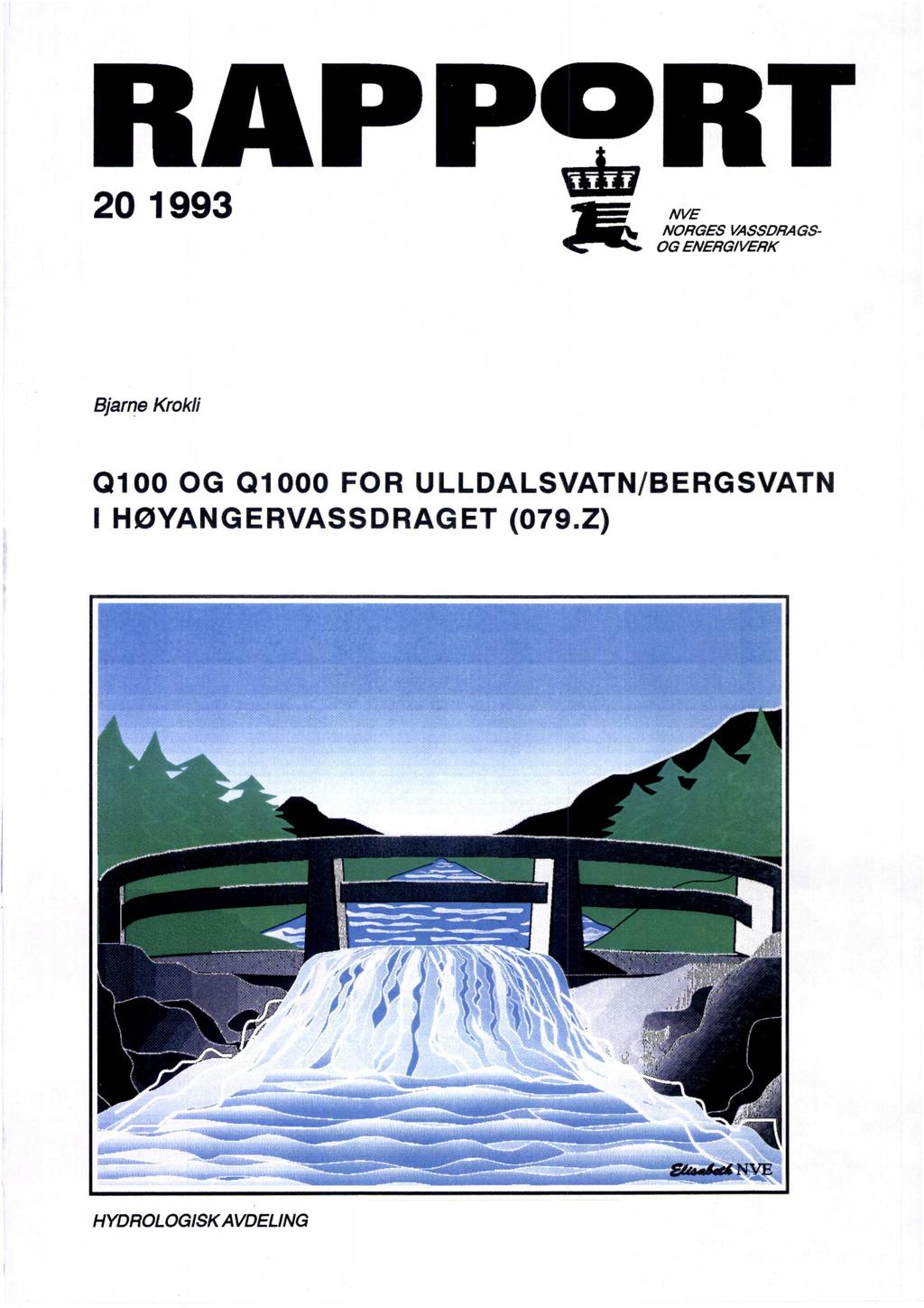 2 1993 NVE NORGES VASSDRAGS- OG ENERGIVERK Bjarne Krkli 1 OG Q1 FOR