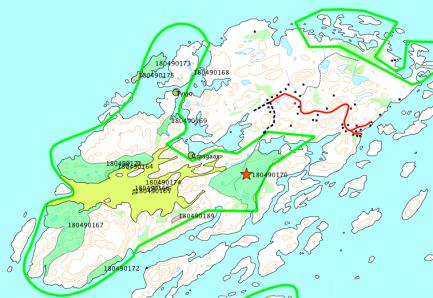 Ecofact rapport 137 Side 35 Lokalitetsnr 180490170 Kuttvåghågen- Nonskarvågen, Bliksvær naturreservat Prioritert viltområde Verdisetting: Hekkeområde, rasteområde Viktig viltområde (Regional verdi)