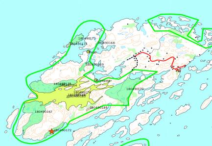 Ecofact rapport 137 Side 39 Lokalitetsnr 180490172 Nilsflåget, Bliksvær naturreservat Prioritert viltområde Verdisetting: Hekkeområde Viktig viltområde (Regional verdi) Høyde