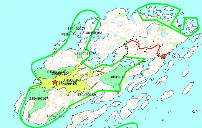 Ecofact rapport 137 Side 44 Lokalitetsnr 180490174 Vestervågen, Bliksvær naturreservat Prioritert viltområde Verdisetting: Hekkeområde, beiteområde Svært viktig viltområde (Nasjonal verdi) Høyde over