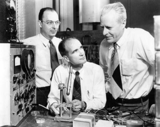 دیگر 6 1 به نامهای یلیام برتین جان بین در آزمایشگاههای بل در شرق آمریکا مفق به اختراع ترانزیستر شدند که از سیلیکن به عنان ماده اصلی در ساخت آن استفاده کند.