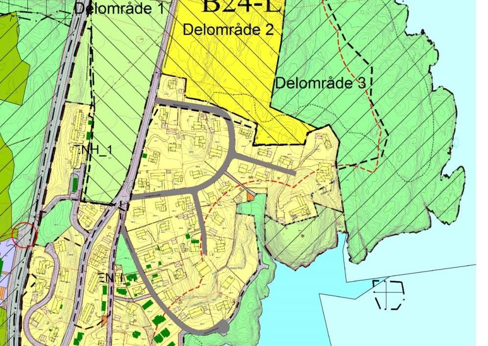 Beskrivelse av planområdet: Planområdet ligger mellom to etablerte boligområder; Tenvik i nord og Rødberg i sør som i all hovedsak er bebygget med eneboliger.