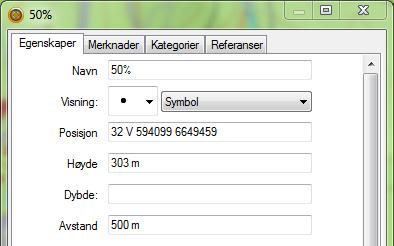 Opprettelse av disse gjøres normalt i listen etteretning, men samme veipunkt kopieres til andre lister der dette er ønskelig å vises (f.eks. oppdrag). MERK: Skriv inn avstand i km format. I eks.