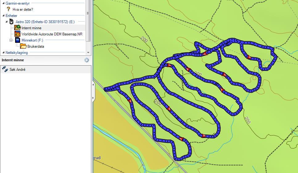 Overføring fra GPS Koble til GPS med USB kabel. Når GPS en er registrert av datamaskinen vil denne automatisk vises i feltet på venstre side.