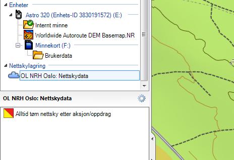 Når Nettsky er pålogget vises denne som en egen «liste» men under «Nettskylagring».