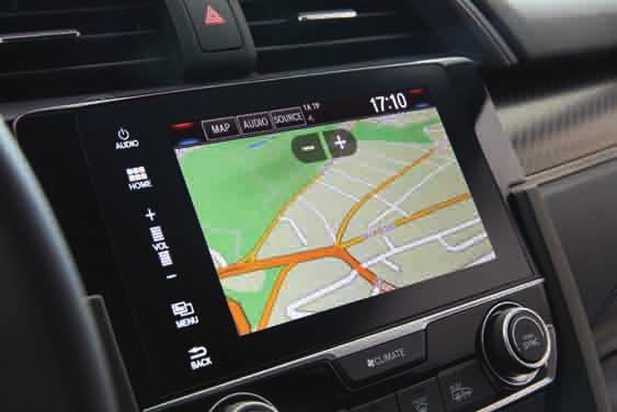 HONDA CONNECT Civic har et 7-tommers Honda CONNECT-system av ny generasjon for lyd og informasjon i bilen*, med digital DAB-radio, Apple CarPlay og Android Auto.