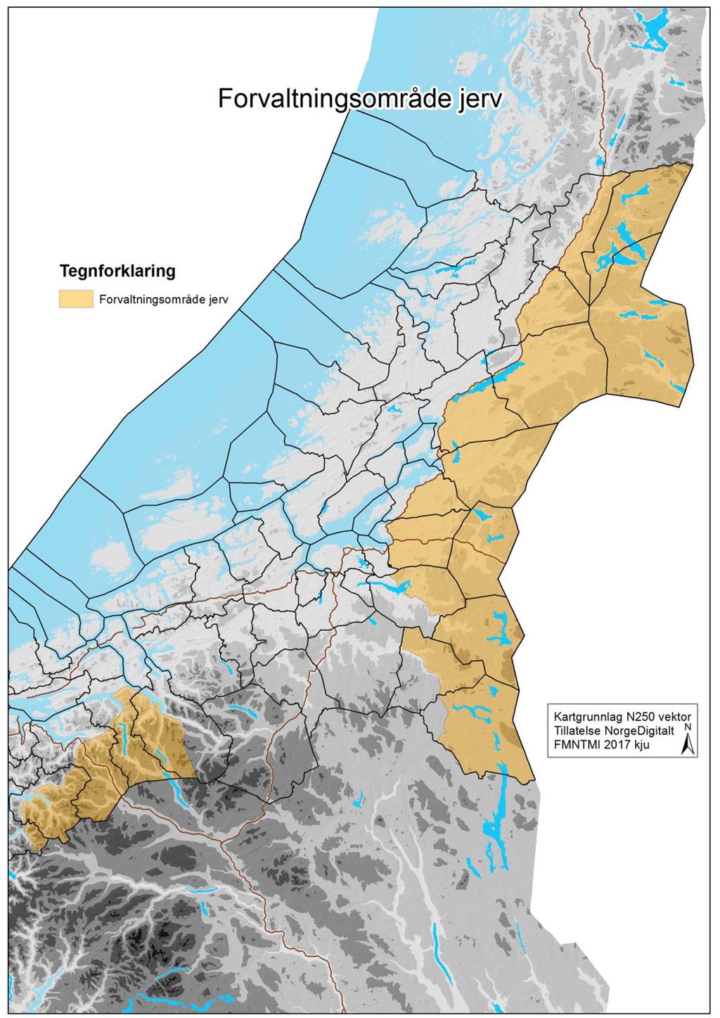 Forvaltningsområdet for jerv omfatter i forslaget følgende områder i Sunndal; Nedre Grødal nordvest for elva Grynna/vest for elven Grøa, Viklandet, Litledalen, Øksendal og Jordalsgrenda med