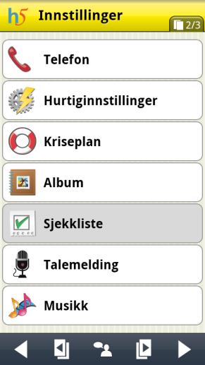 4. Innstillinger For å gjøre innstillinger for Sjekkliste skal man gå til Innstillinger.