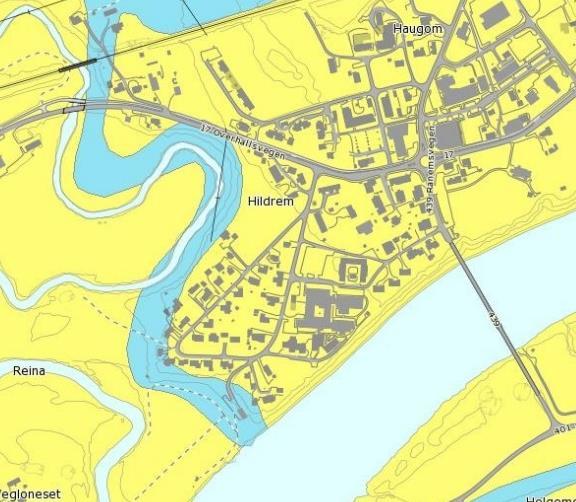 Kart: NGU: Morene, grus, sand, leir o.l. 4.11 Støyforhold Det er kun vegtrafikk som representerer en støykilde i området.