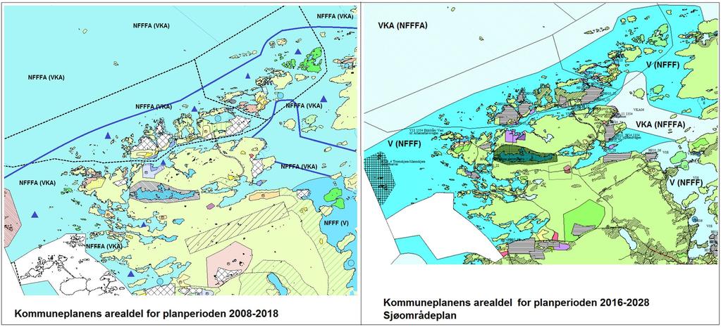 Areal i sjø Arealformål i gjeldende plan (kommuneplanens arealdel 2008-2018) Vurderes endret til arealformål Ekkilsøy Vest til Atlanterhavsvegen