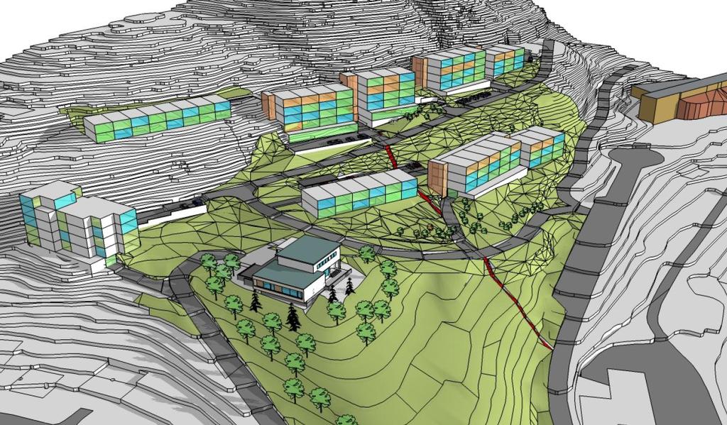 REGULERINGSPLAN FOR DIREKTØRBOLIGOMRÅDET 19 4. Vurdering av virkninger for landskap og trafikk Som nevnt i pkt 2.