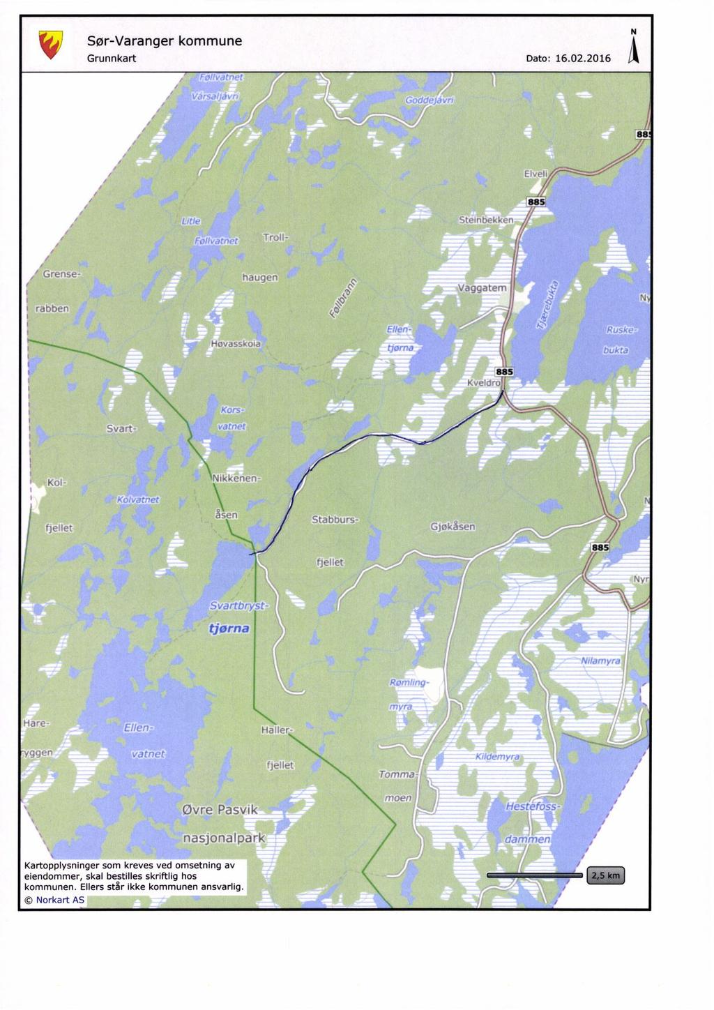 Sør-Varanger kommune Grunnkart Dato: 16.02.2016 Å ' 88 r',;1 - r,4 885,Sv.:1-r.