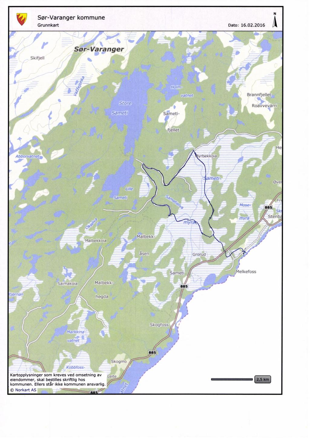 Sør-Varanger kommune Grunnkart Dato: 16.02.2016 Å Sør-Varanger Brdrkri II 1.: _ 885 Sa!