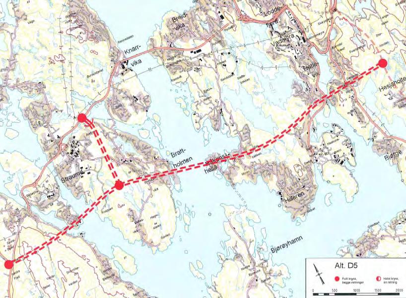 Alternativ D5 D5 er ein undersjøisk tunnel mellom Kolltveit og ringveg vest mellom Sandeid og Liavatn (kopla med kryss i fjell). Undersjøisk kryss i fjell med ramper til og frå Straume.