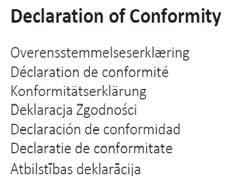 62311:2008 +A1:2011 Pressure Equipment Directive 97/23/EC Table 1. applies Radio & Telecommunication Terminal Equipment Directive (R&TTE) 1999/5/EC EN 300 220-2 v.2.4.1:2012 EN 301 489-1 v.1.9.2:2011 EN 301 489-3 v.