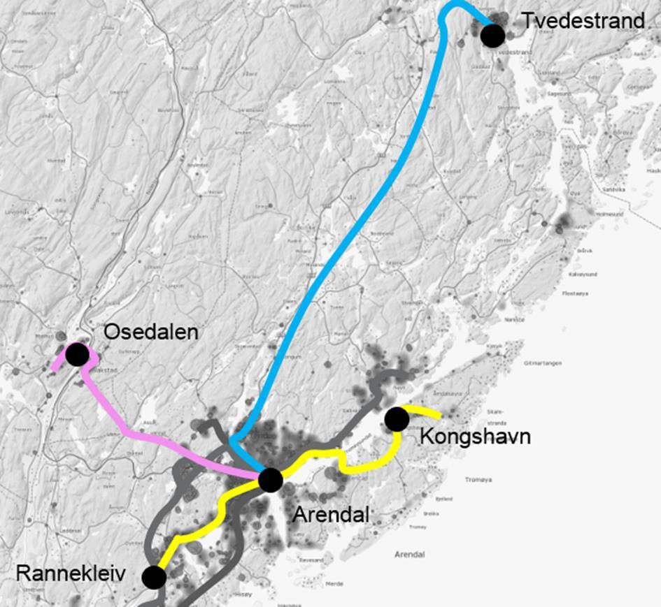 9.2 HOVEDLINJER 3 AVGANGER PER TIME Vi anbefaler at de nest tyngste linjene har 3 avganger per time hele