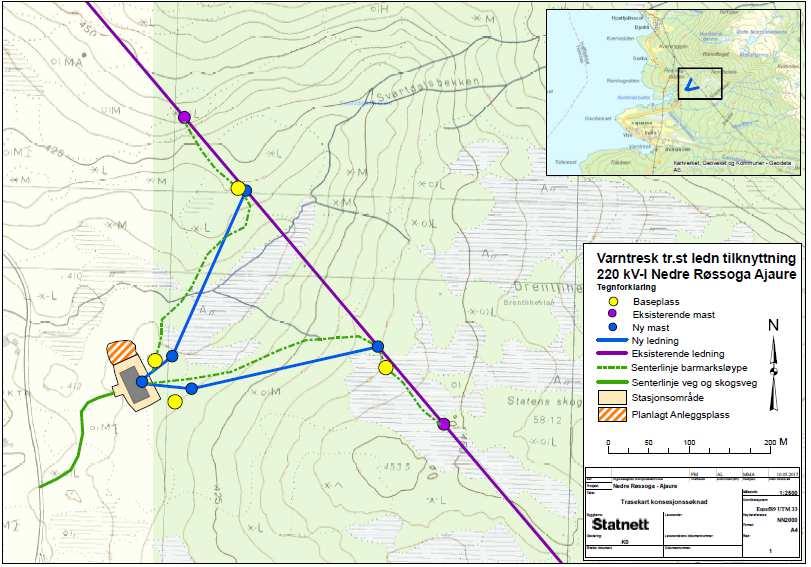 2. Løsning med luftledning kart (nytt forslag) Merk: Eksisterende ledning vil