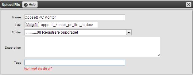 Figur 45 - File Manager laste opp fil Velg fil ifra disk på din PC og fyll