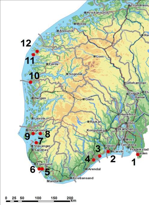 Innenfor kategorien gruver, ble det funnet kun en lokalitet (Tellnes, Sokndal), som kunne være en egnet lokalisering. Tellnes gruver er drevet dels underjordisk og som åpent dagbrudd.