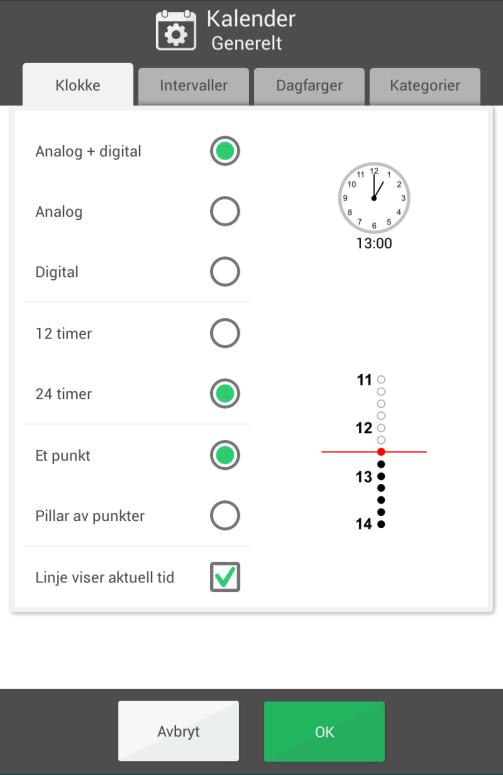 4. Innstillinger Via Innstillinger tilpasser man Memoplanner slik at den passer til brukerens behov og