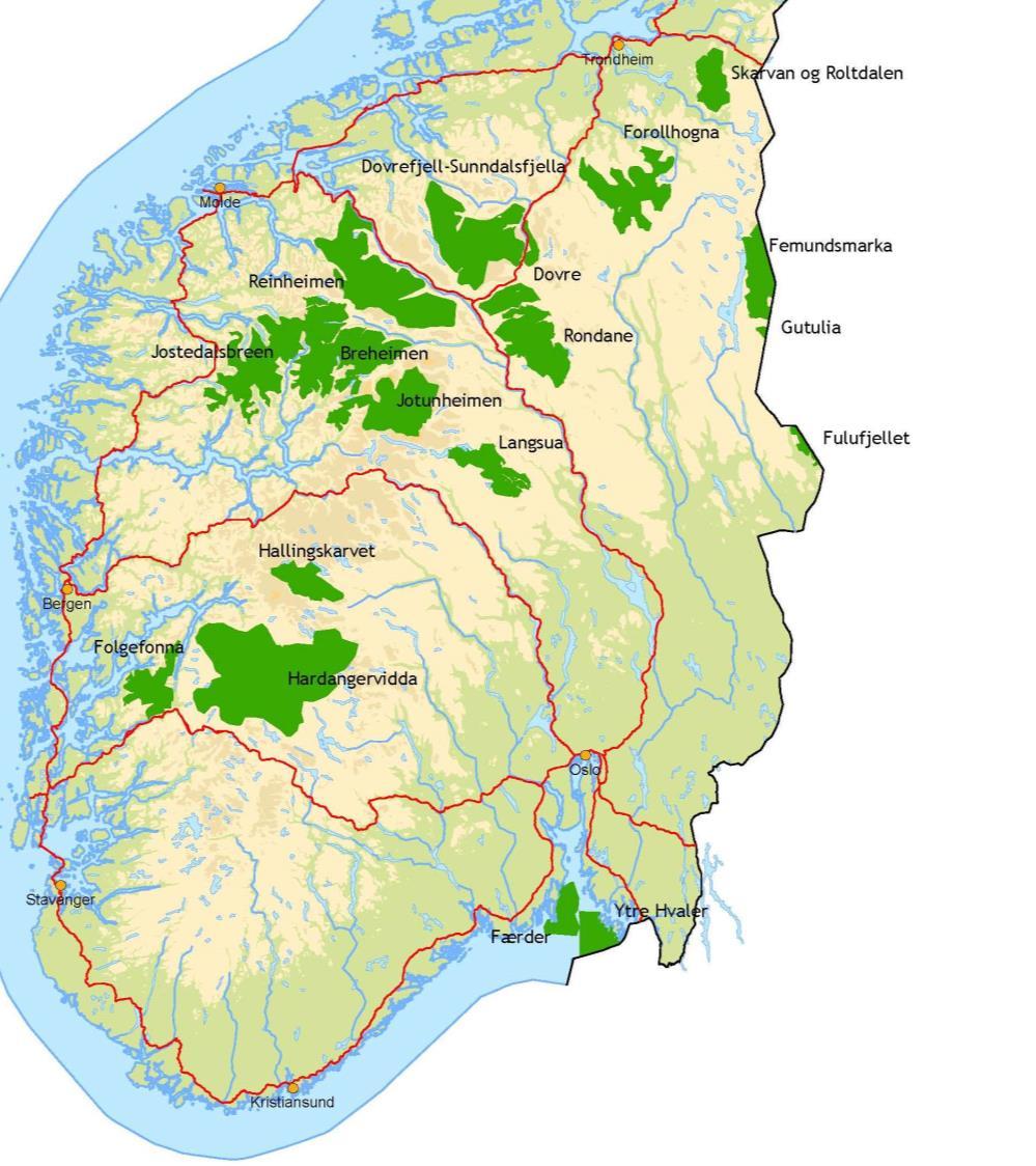 Nasjonalparkforvaltere: - Breheimen (2)* - Dovrefjell-Sunndalsfjella (2) - Rondane-Dovre (2) - Jotunheimen (2) -